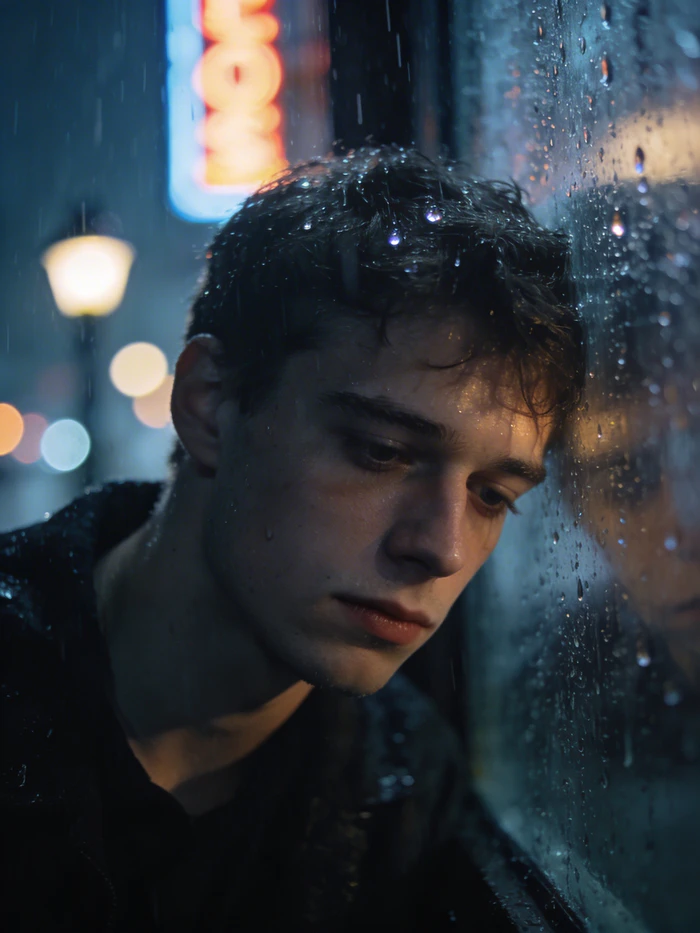 gemini ai prompt for rainy-window boy