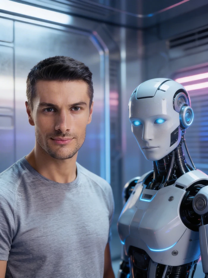 gemini ai boy in robot companion scene