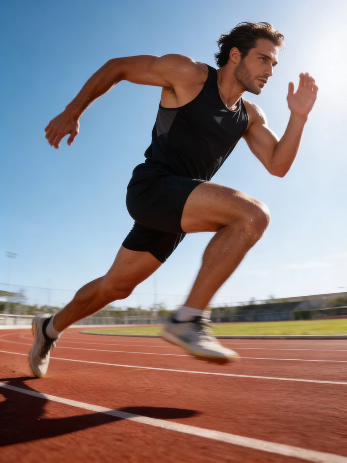 gemini boy in running track focus