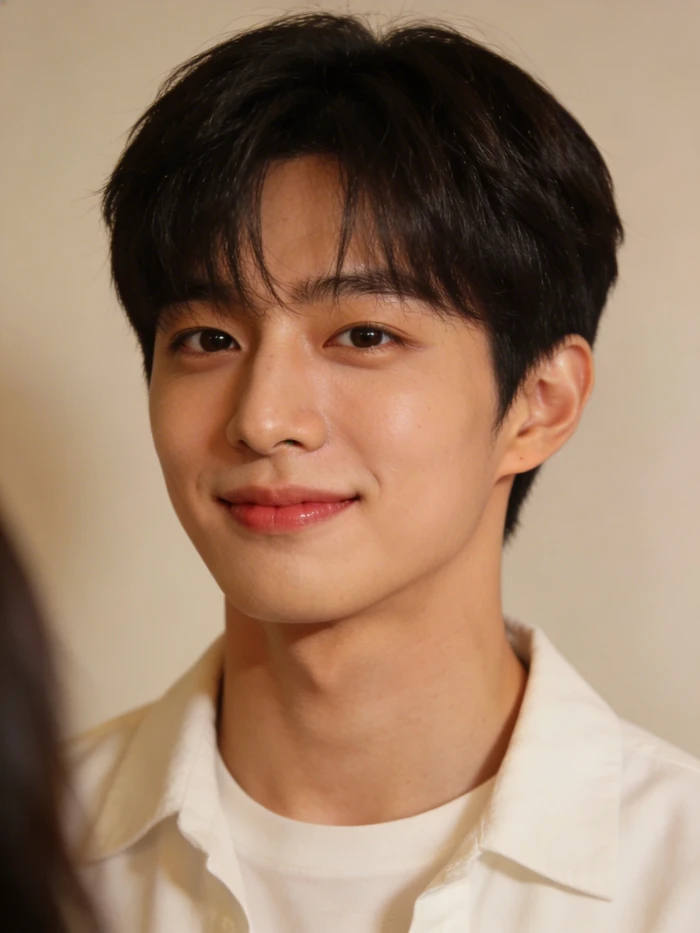 gemini ai kpop boy with fan meeting smile