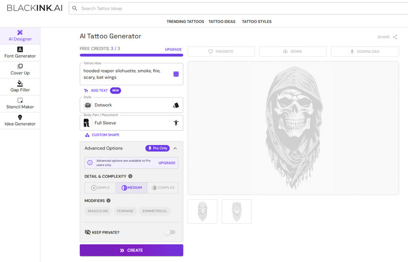 blackink ai tattoo generator free no sign up