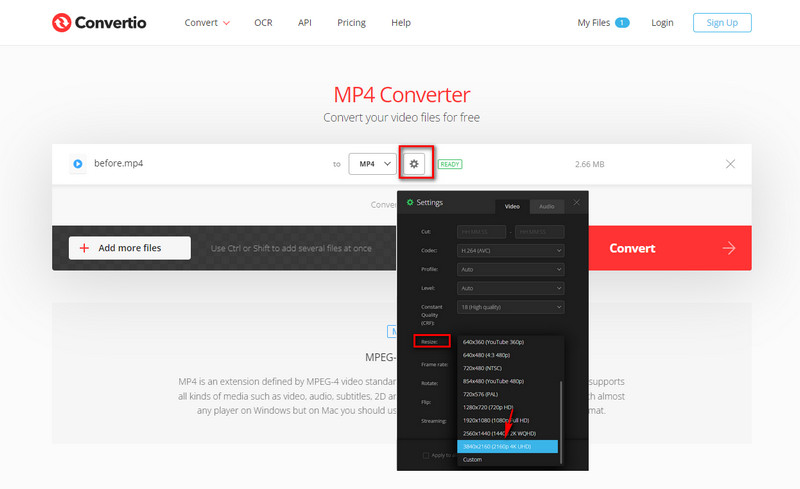 convertio convert video to 4k