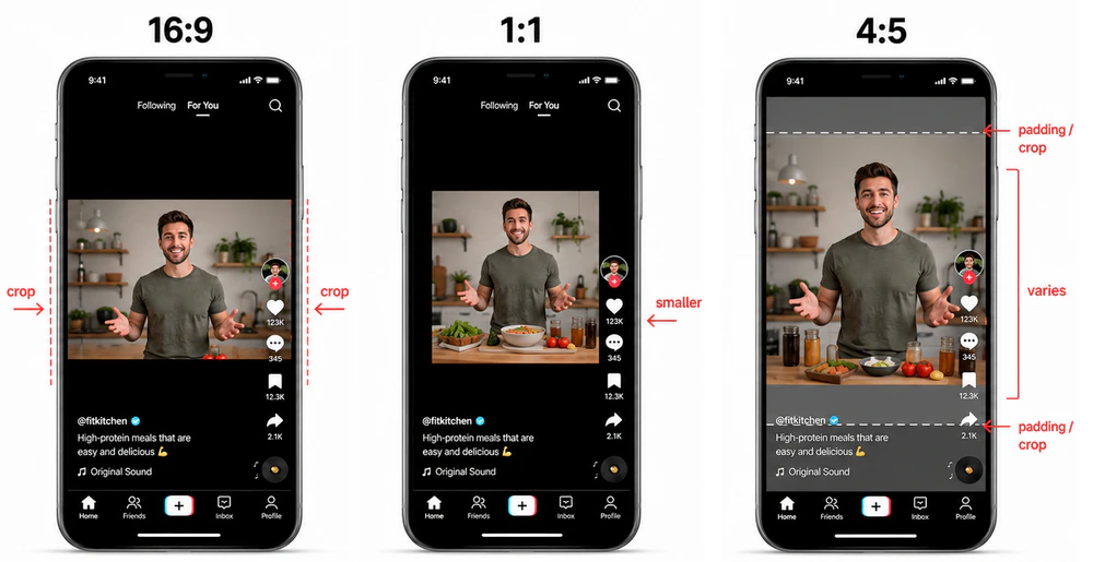 different tiktok video size