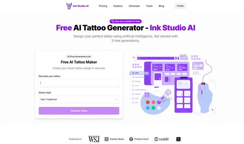 inkstudioai ai tattoo generator free