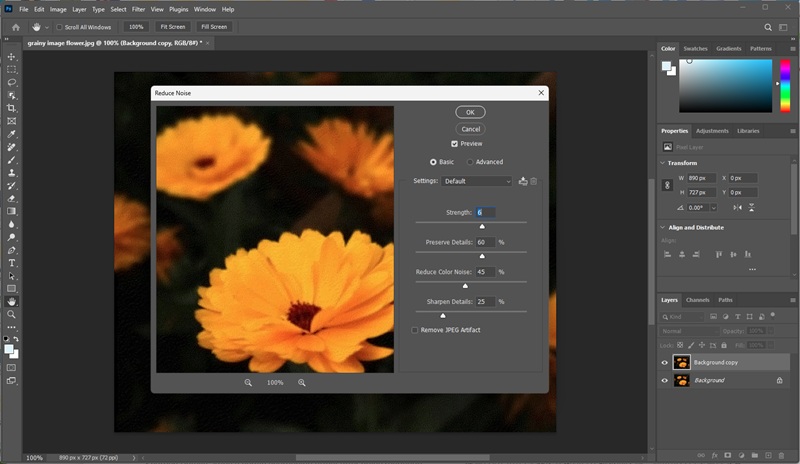 how to fix grainy image in photoshop