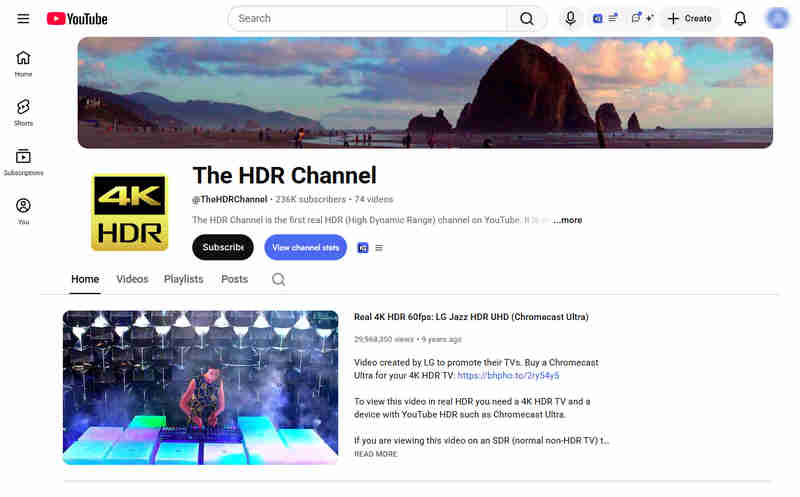 the hdr youtube channel to find hdr video