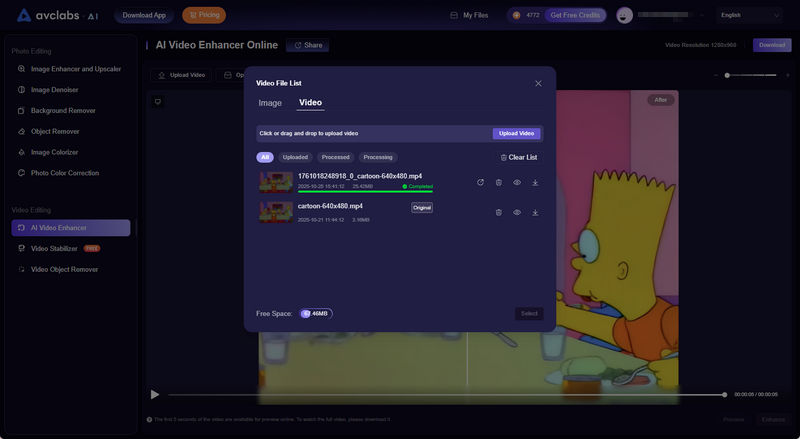 download enhanced video in avclabs online video enhancer